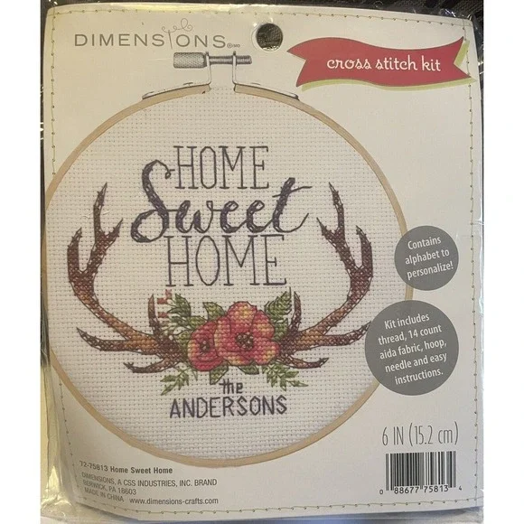 Dimensions Counted Cross Stitch Kit HOME SWEET HOME Personalize w/ Family Name‎