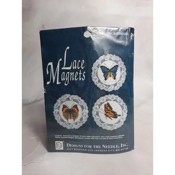 Vintage Designs For The Needle Lace Magnets Butterflies Set of Three