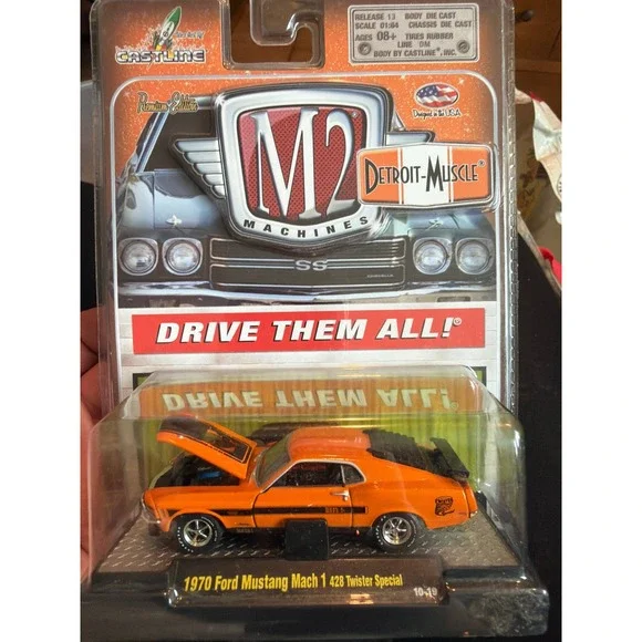 M2 Machines 1970 Ford Mustang Mach 1 428 Twister Special Orange 1:64 Release 13