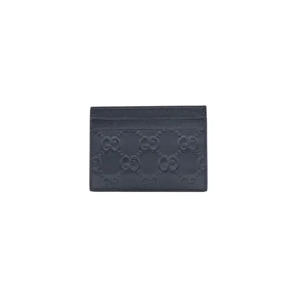 Gucci Guccissima GG Leather Card Holder Wallet Black - Preowned