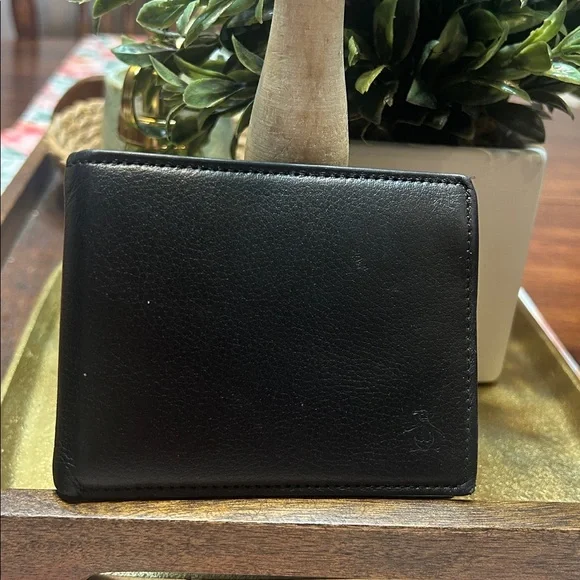 Original Penguin Black Premium Leather Bifold Wallet
