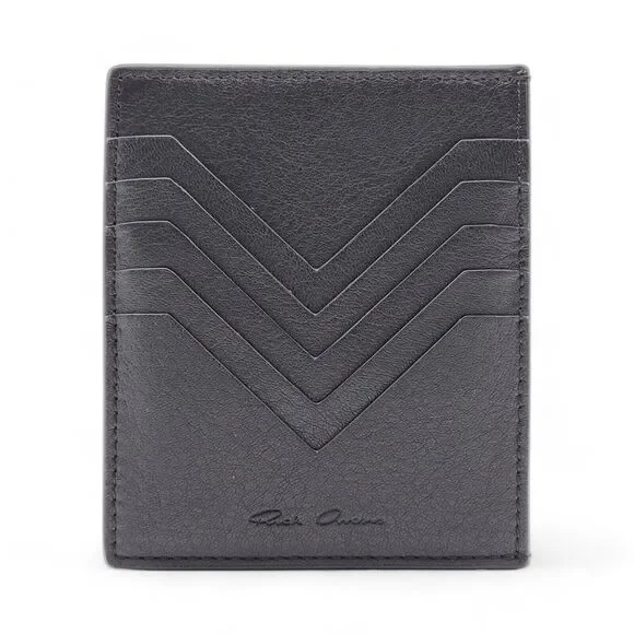 Rick Owens Logo Stamp Cardholder Wallet - Leather - Black