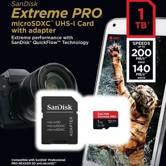 Sandisk 1TB Extreme PRO Micro SD MicroSDXC Memory Card SDSQXCD-1T00-GN6MA