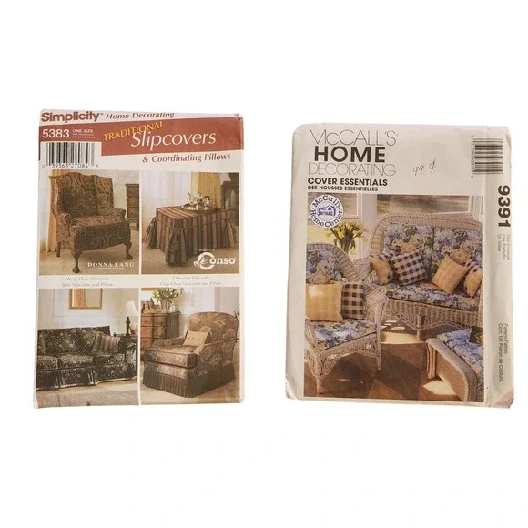 Simplicity 5383 & McCalls 9391 Home Decorating Slipcovers & Coordinating Pillows