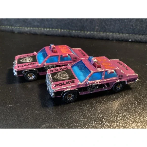 Lot 2 Matchbox Ford LTD PD-21 Police Diecast Car Mattel 1987 1:69‎ Macau Cop Car