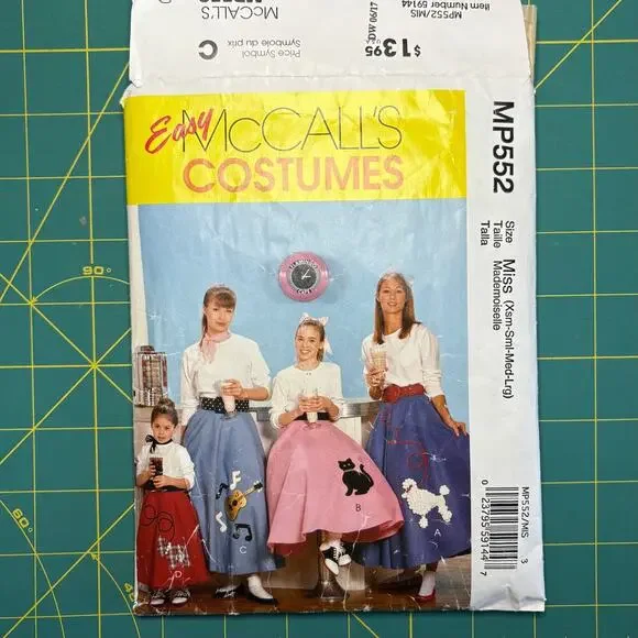 McCall's COSTUMES MP552 Poodle Skirt Sock Hop Costume Xs-Lrg Misses Complete
