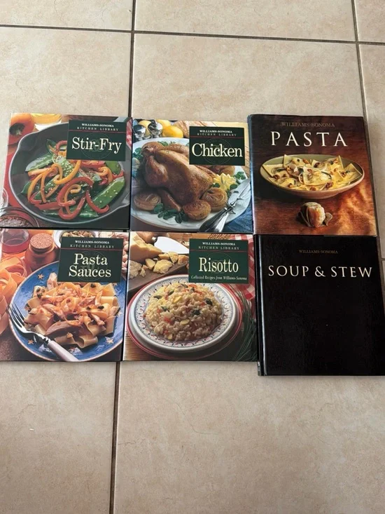 Vintage Williams Sonoma Cookbooks Set - Assorted Covers (Green, Brown, Black)