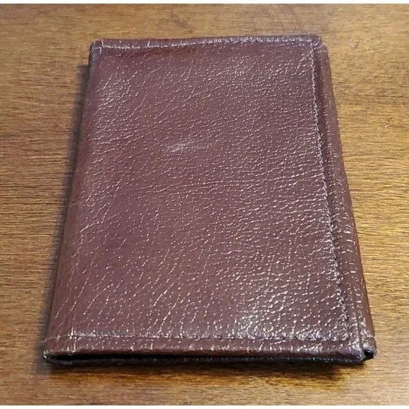 Fran Stef Top Grain Leather Wallet Tri-Fold Dark Brown Thin Mens Wallet