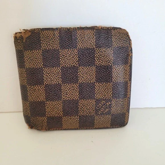 Louis Vuitton Damier Ebene Compact Wallet CA0064 Brown Checkered Bifold Spain