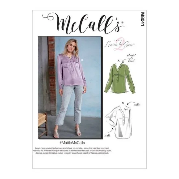 McCalls Sewing Pattern M8041 R10441 Top‎ Shirt Misses Size 14-22