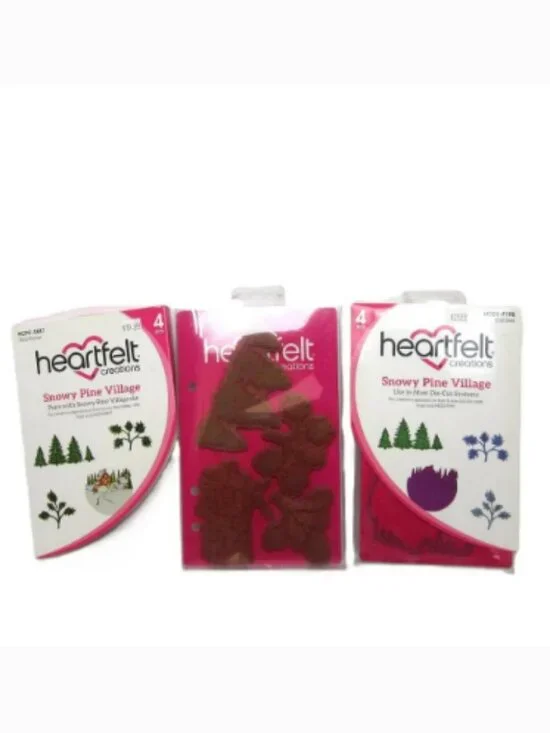 Heartfelt Creations Snowy Pine Village Cling Stamps Craft Dies Christmas Winter