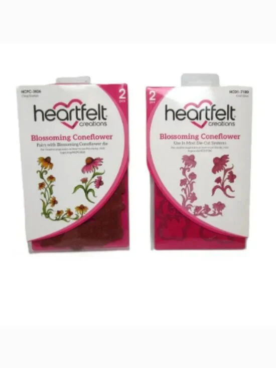Heartfelt Creations Blossoming Coneflower Craft Dies & Cling Stamps NEW Floral