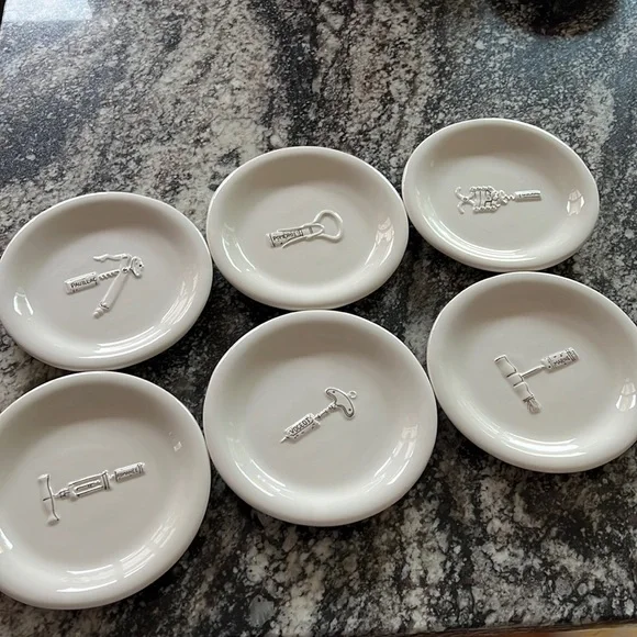 Williams Sonoma CORKSCREW cocktail plates, set of 6