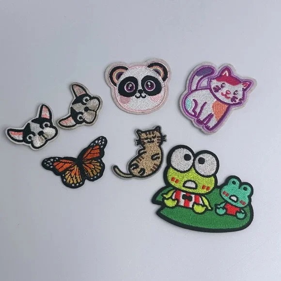 Embroidered Animal Patch Lot Panda Cats Dogs Butterfly Iron On