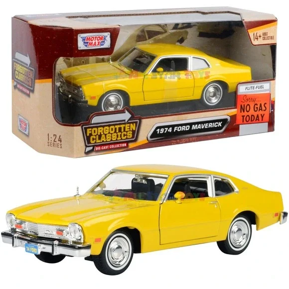 1974 FORD MAVERICK YELLOW 1/24 DIECAST MODEL CAR BY MOTORMAX