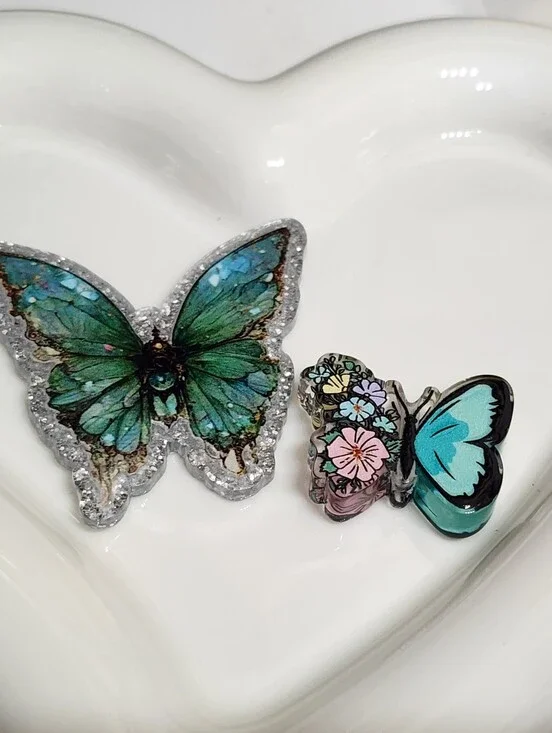 Butterfly Flatback Focal Beads Badge Keychain Beaded Pen Crafts Magnet Hair Clip
