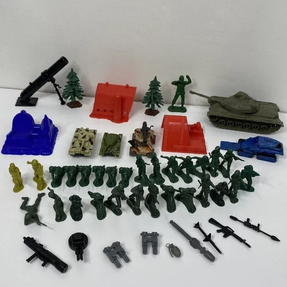 Military Figures Tank Vehicle Lot Mortar Weapon Army Soldiers Troops Barn Jet