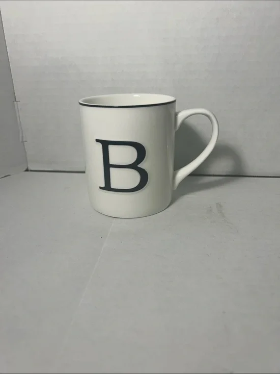 Williams Sonoma White Ceramic Mug with Black Monogram