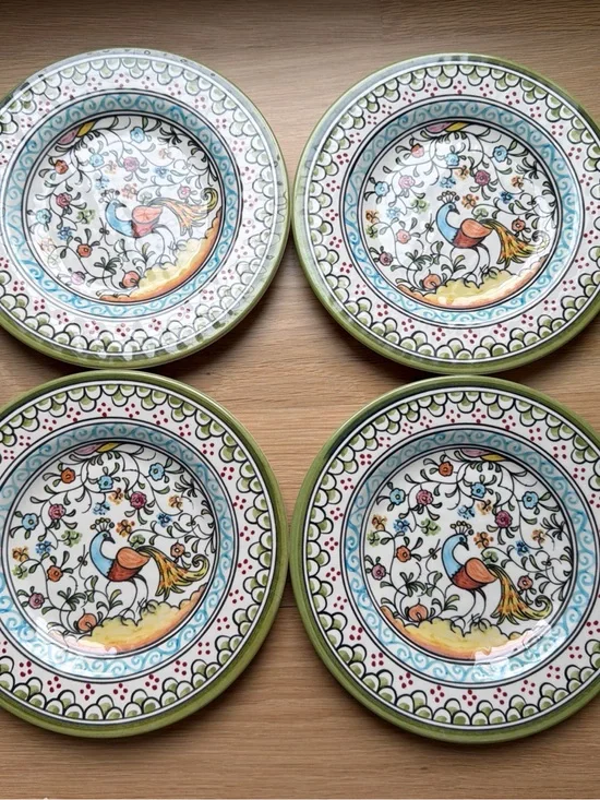 Rare Set of 4 Mixed Williams Sonoma Melamine Nazari Salad Plates 8.75”