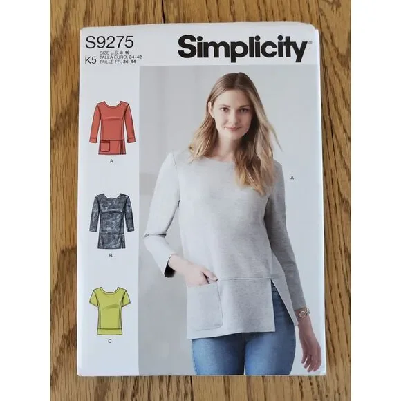 Simplicity S9275 Pattern Womens 8-16 Top w/Pocket New Uncut