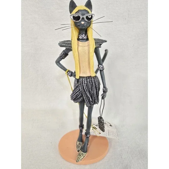Westland Giftware Catwalk Sleek Cat Figurine 13812 Fashion‎ Black Cat 2005 7.5
