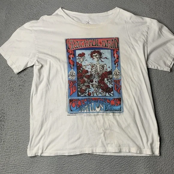 NEW GRATEFUL DEAD Remake Alton Kelley Stanley Mouse Skull and Roses Tour Med '22