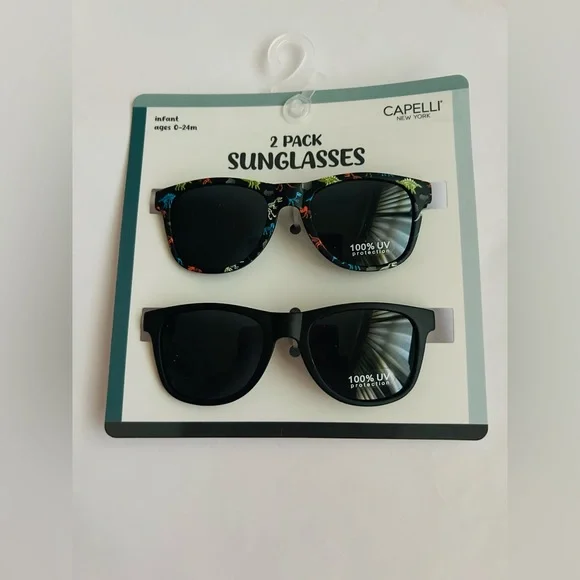 New Capelli of New York Infant Ages 0-24m 2 Pack Sunglasses 100% UV Protection