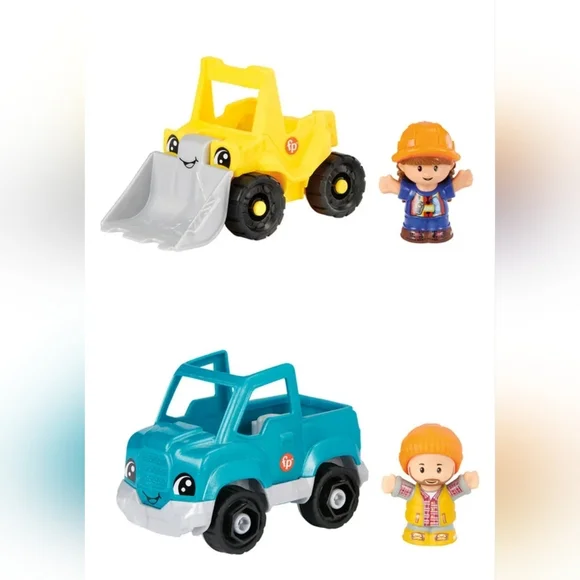 Fisher-Price Little People Yellow Bulldozer & Teal Truck