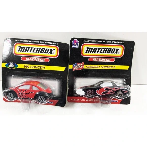 Matchbox Cars Firebird Formula & VW Concept 1998 Taco Bell Madness Series