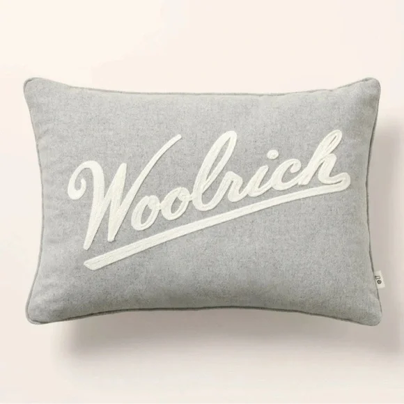 Woolrich × Target - Gray & White Embroidered Logo Lumbar Toss Pillow Ltd Edition