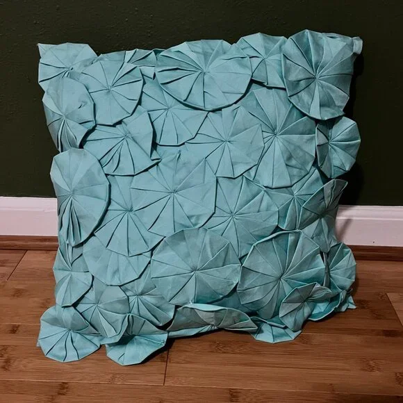 Amy Butler for Welspun organic cotton decorative pillow textured applique teal