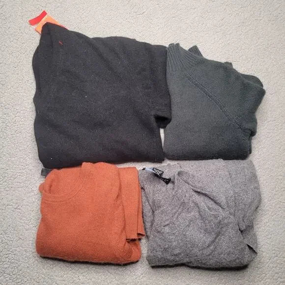 4pc CASHMERE Sweaters Tops Lot Crafts Cutter Flaws Holes Upcycle Fabric DIY