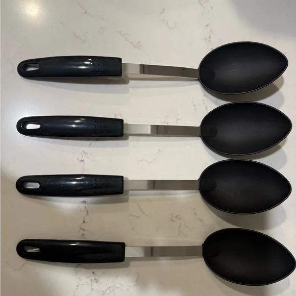 FOUR WILLIAMS SONOMA STAINLESS STEEL SERVING SPOONS