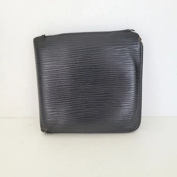 Louis Vuitton Epi Leather Bifold Wallet Noir Black Compact Coin Pocket MI0921