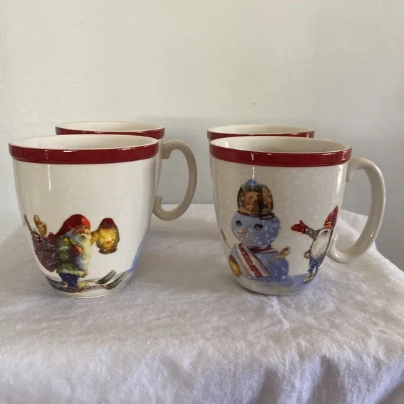 Williams Sonoma Set of Four Nordic Elf Mugs