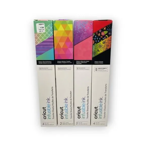 Cricut Infusible Ink Transfer Sheet Patterns Rainbow Shapes 12x12 Lot of 4 Boxes