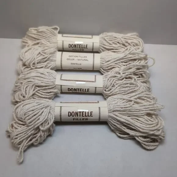 Lot of 4 Dontelle Cotton Filler Yarn Natural Skein