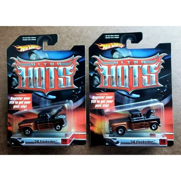 2007 Hot Wheels '56 FLASHSIDER Black & Brown ULTRA HOTS RR L0079 #19/36 LOT OF 2