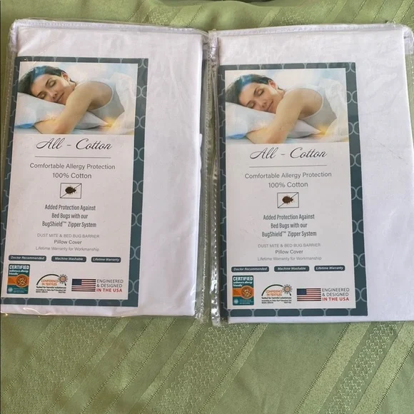 National Allergy Premium 100% Cotton Zippered Pillow Protector - Standard Size