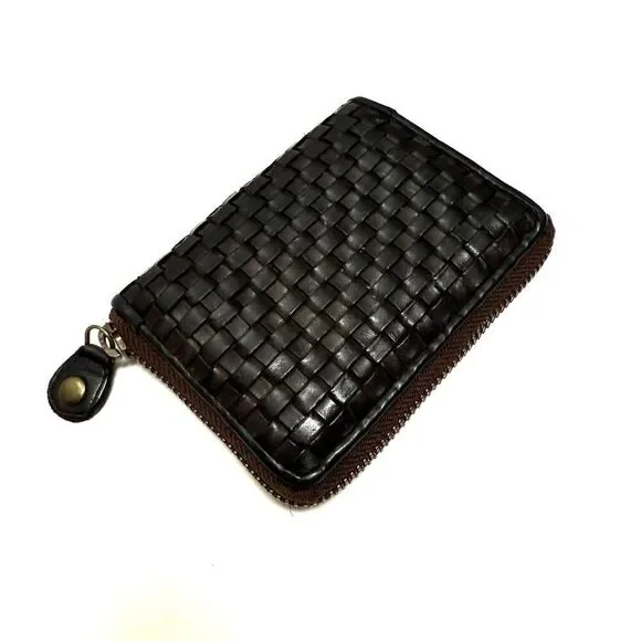 Ashwood Small Leather Dark Brown Zip Wallet