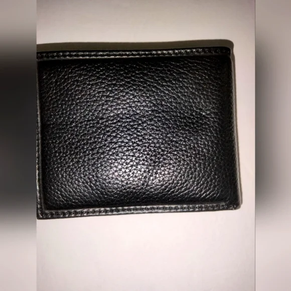 Men's (Black) Genuine Pebble Leather Multi Slip Pockets & Compartments Wallet