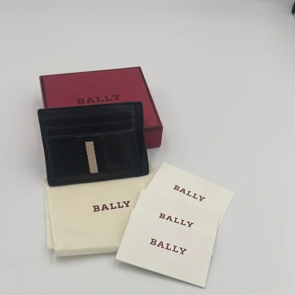 Bally Black Calfskin Leather Card Holder Unisex