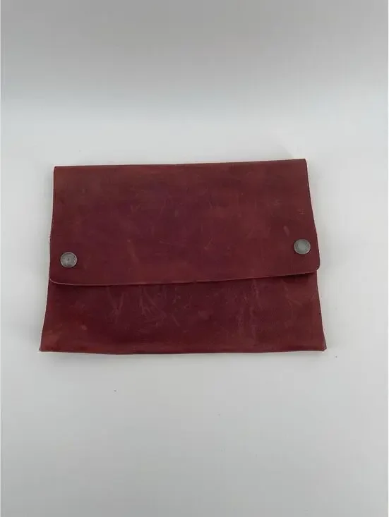 Hide & Drink Leather Pouch Wallet Red Handmade Snap Closure Unisex Rustic.