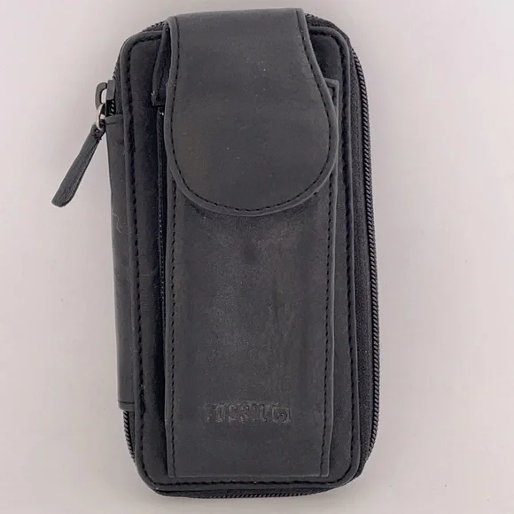 Fossil Black Leather Eyeglass/Cardholder Pouch
