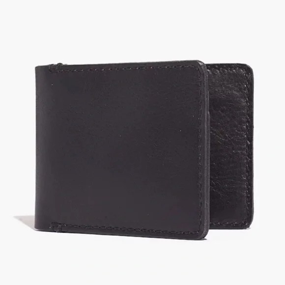 Madewell Men’s Black Leather Billfold Credit Card Slots Wallet NWT