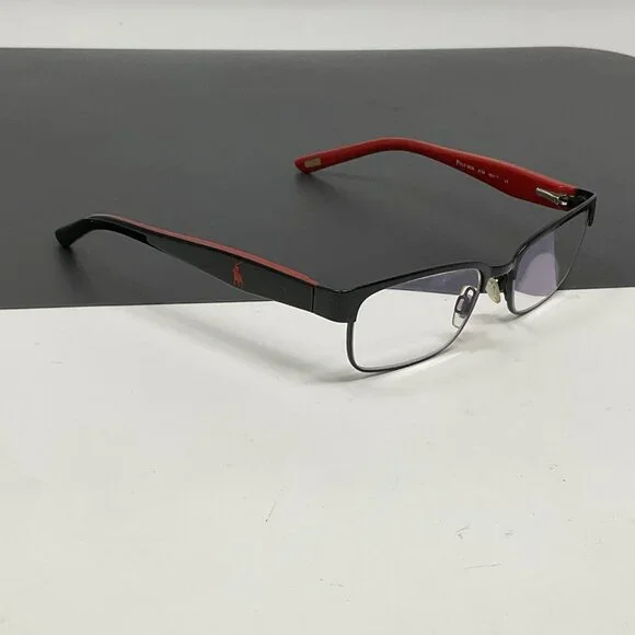 Polo Ralph Lauren 8036 3136 Black Red Rectangle Kids Eyeglasses Frames 46-15 125