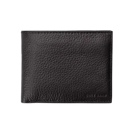 Fathers day! Cole Haan Brown Pebbled Leather Classic Bi-Fold Wallet Minimalist