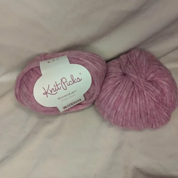 Lot 2 Wonderfluff Bulky Yarn Sweetpea Heather Pink Baby Alpaca Skeins