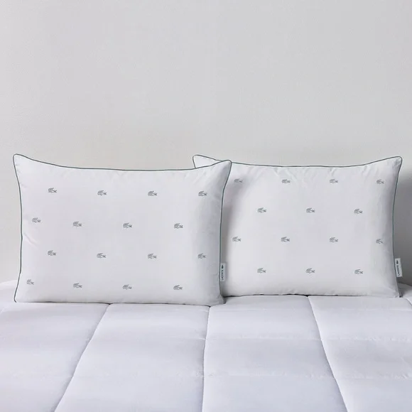 Lacoste Home Croc Cotton Pillow Set (2) Standard Queen Medium NWT