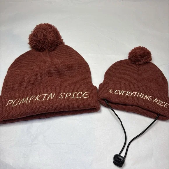 Matching Pet & Owner Hat Beanie Toboggan Pumpkin Spice Cute Fall FS Cat Dog Pup‎